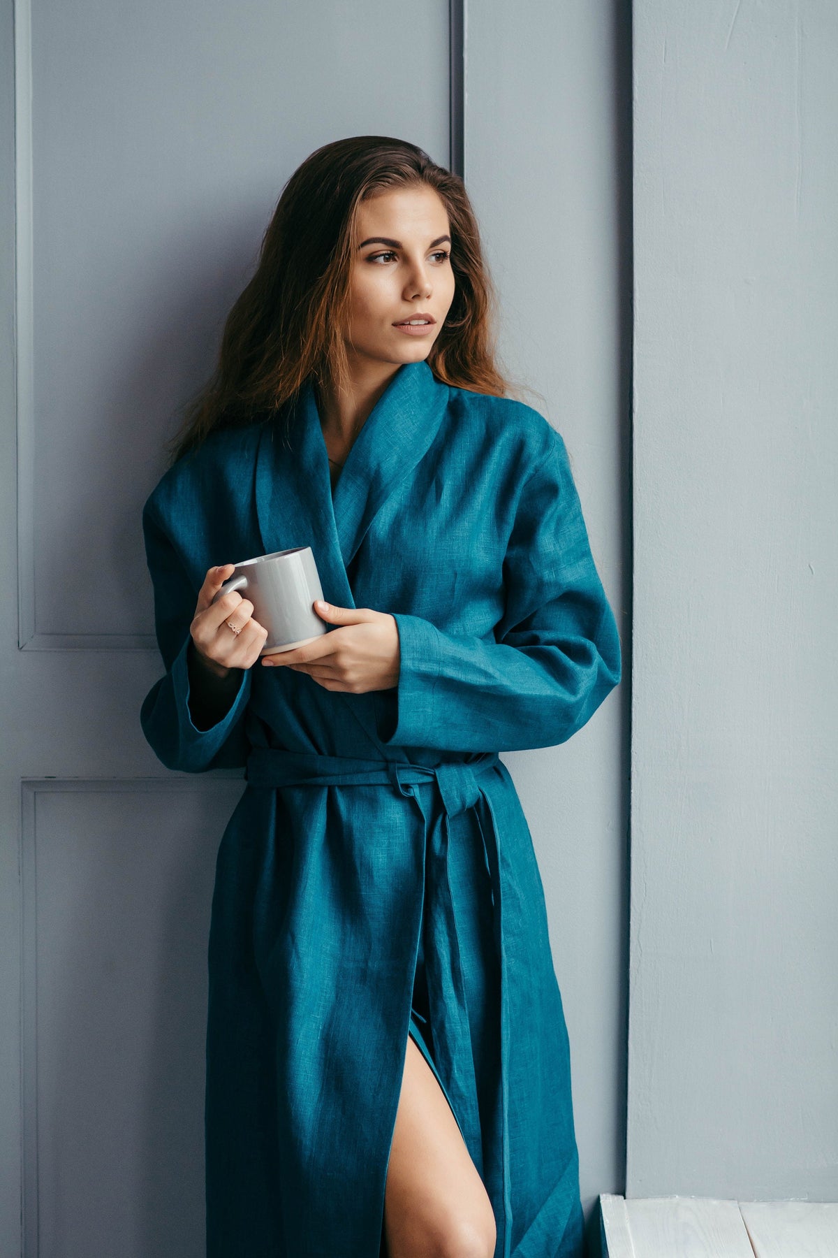 Housewarming gift robe, linen bathrobe couple