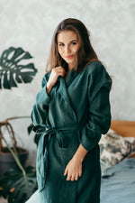 Bathrobe men linen, custom size option