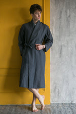 Linen dressing gown, womens robe grey shade