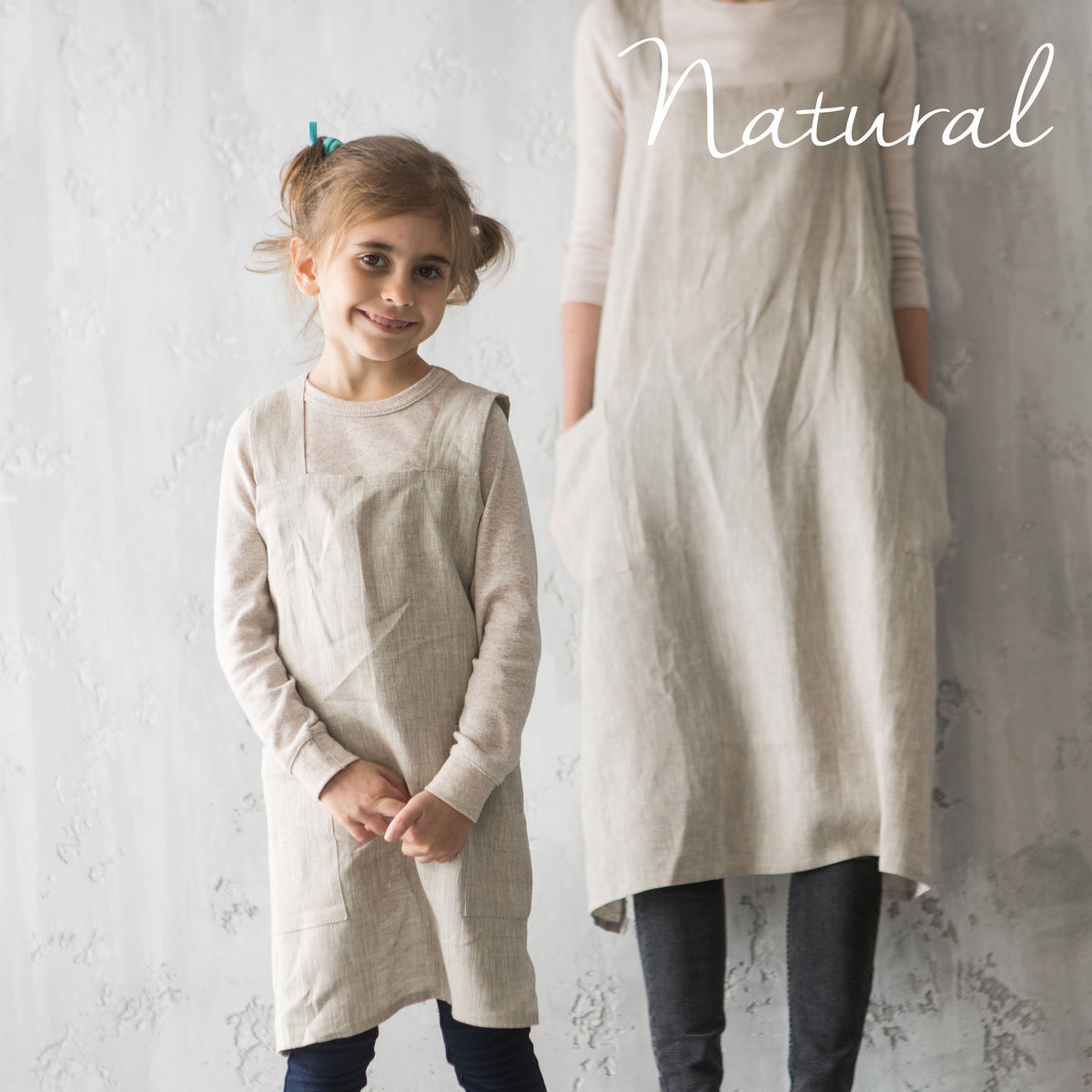 Linen smock kids, mother daughter matching set