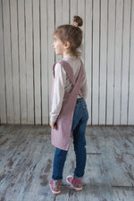 Kids linen crossback pinafore, sand shade