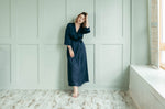 Black satin dressing gown, regular length