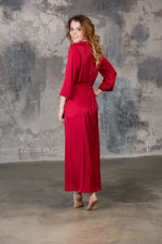 Silky dressing gown fabric, satin sheen detail