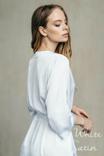 Silky bridal robe, beige kimono style