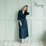 Satin dressing gown styled, grey colourway