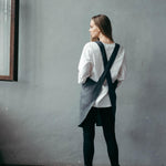 Crossback apron linen, teal colourway shown