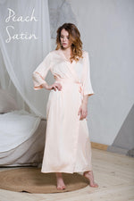 Long bridal robe, ankle length beige style