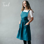 Matching aprons styled, green forest shade