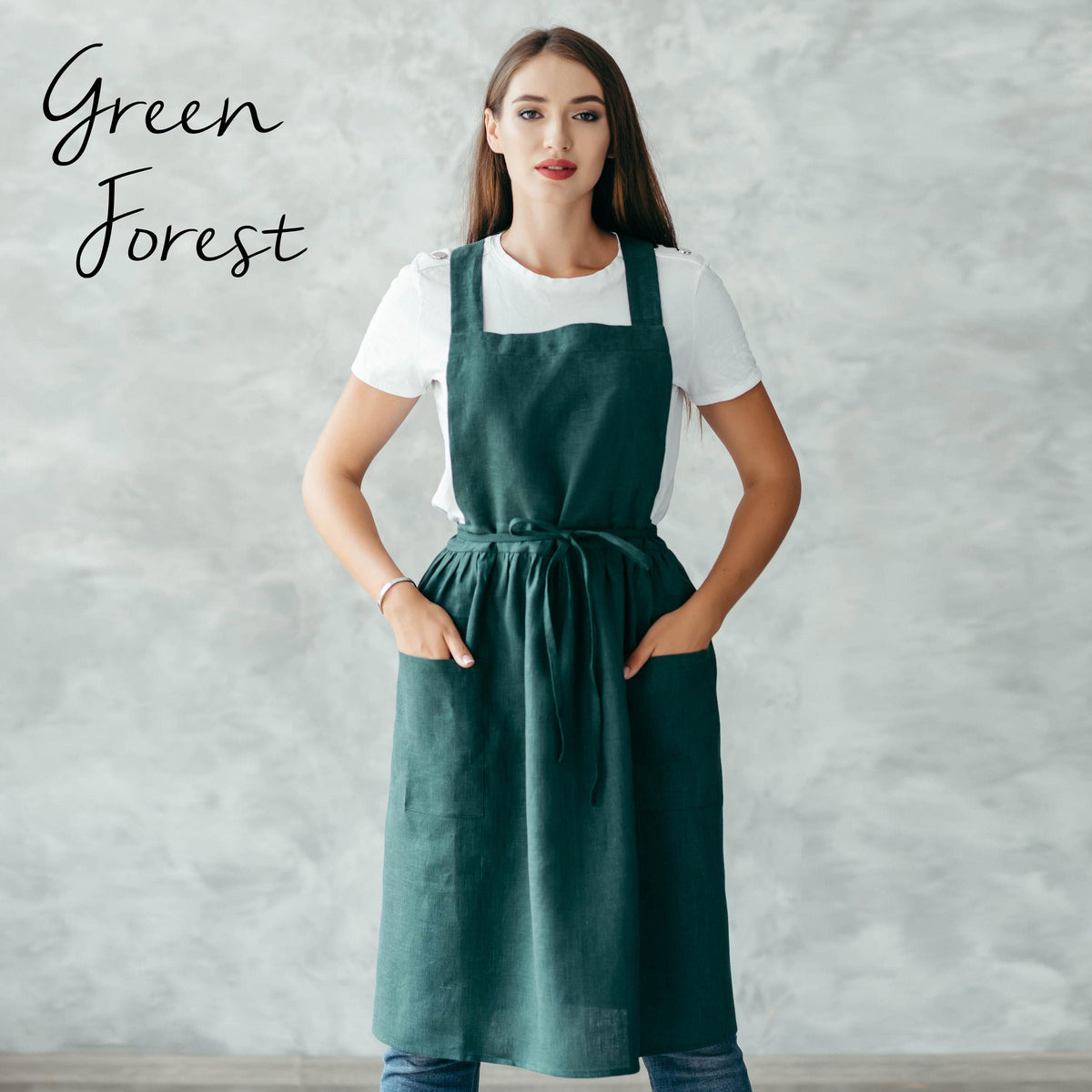 Japanese apron dress, rose taupe linen