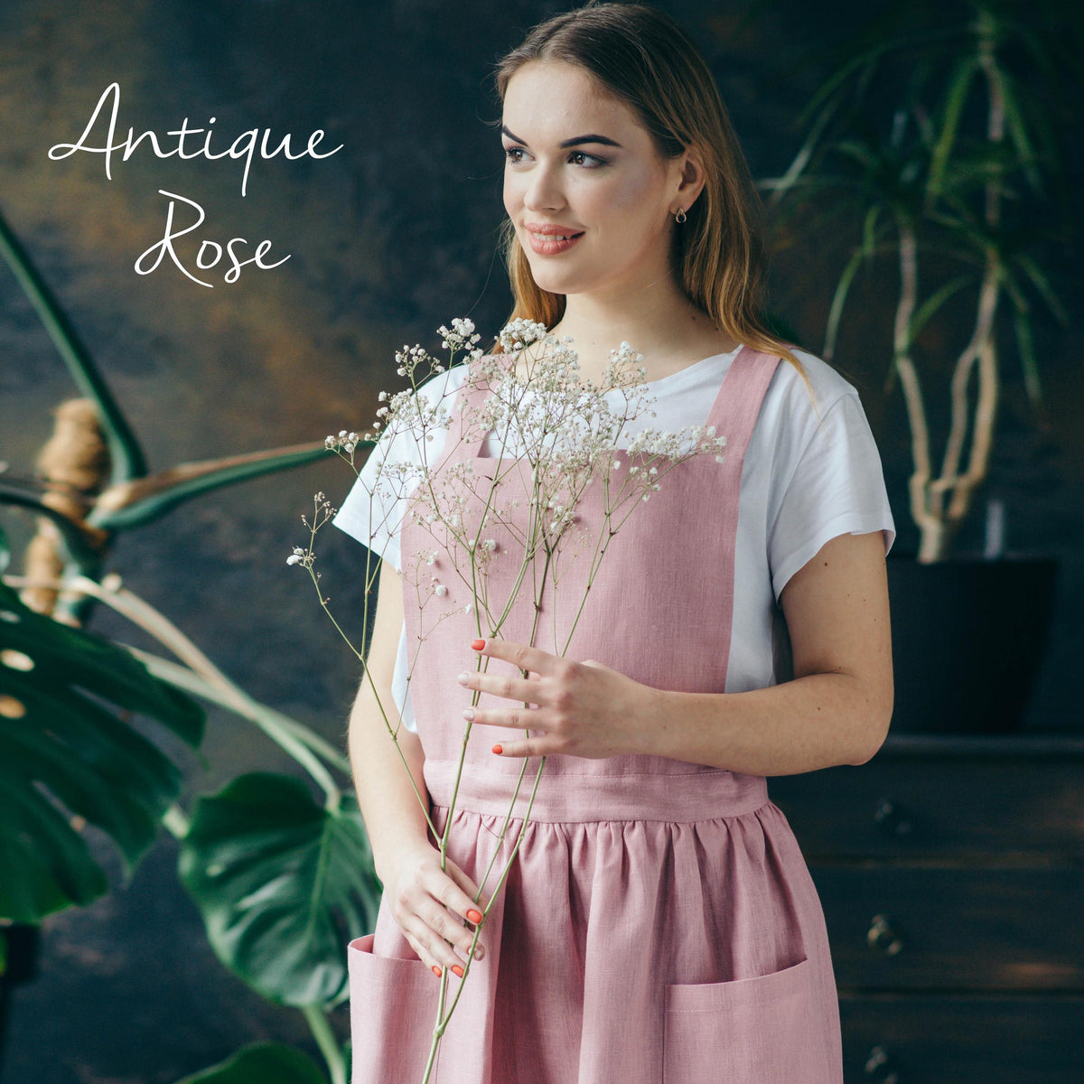 Linen pinafore colour swatches, full range