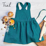 Mommy and me linen apron, nordic sky colour