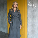 Linen robe custom size, kimono option shown
