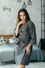 Personalised linen robe, custom colour option