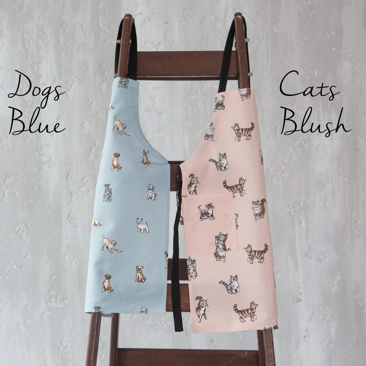 Bunny print apron, print detail close view