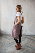 Japanese linen apron, crossover artist smock