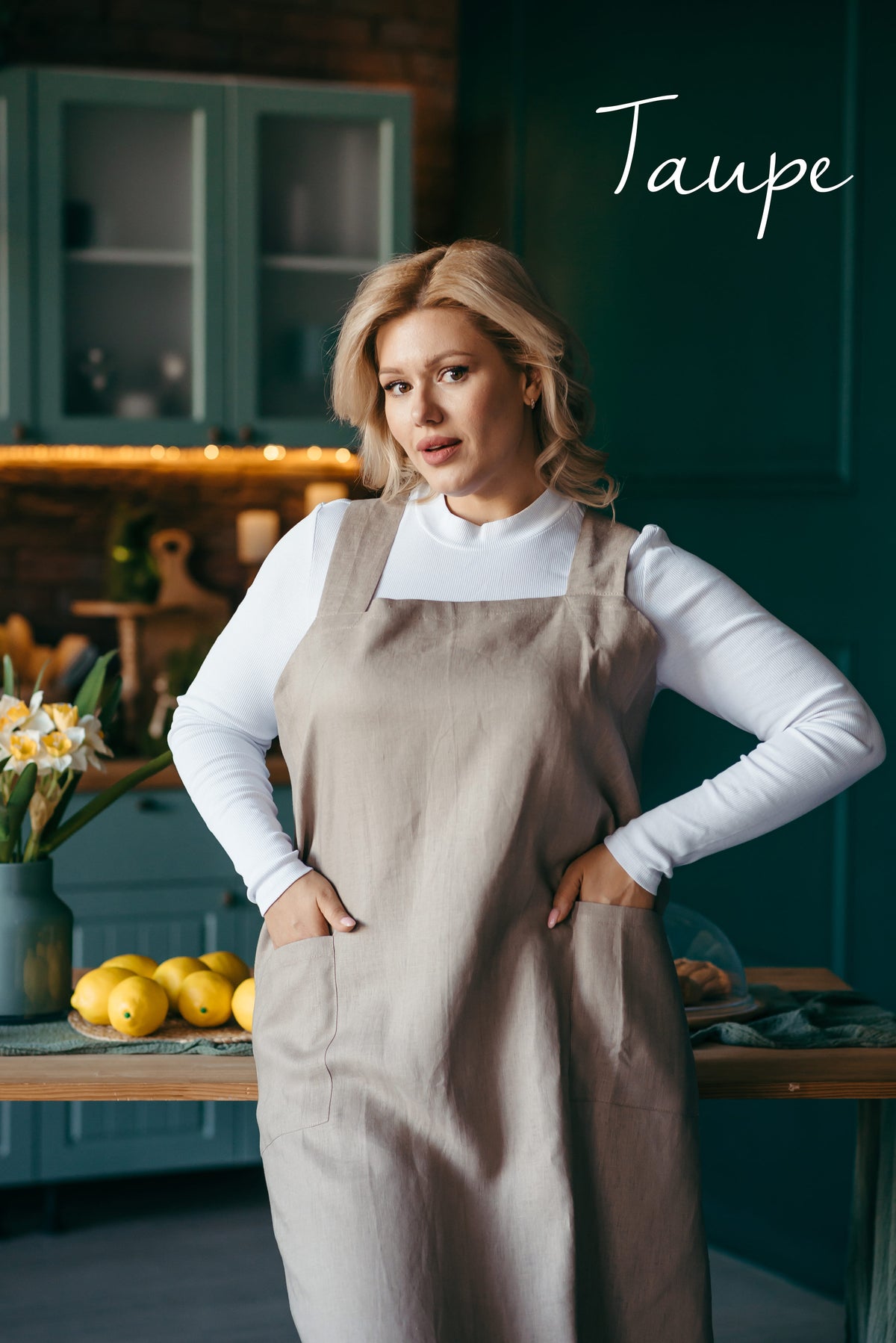 Plus size linen apron, XL fit