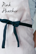 Pink Heather linen waist apron with pockets