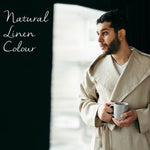 Hooded linen robe for men, styled